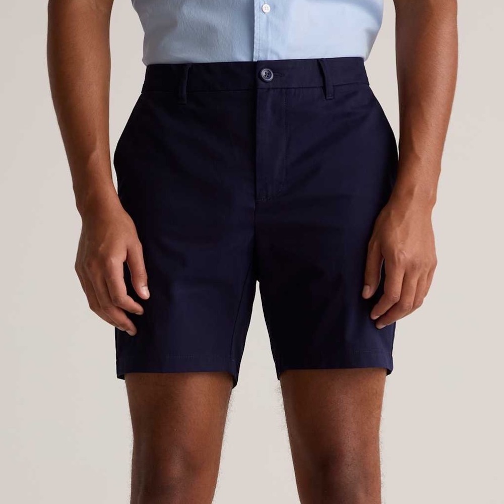 Quince Classic Stretch Chino Shorts Organic Cotton Mens 34 Deep Navy New W Tags